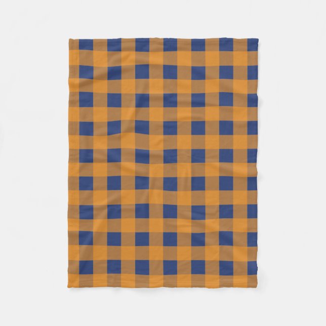 Couverture Polaire Automne Automne Orange Bleu Plaid Motif (Devant)