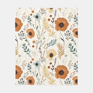 Couverture Polaire Automne Automne Orange Floral Motif