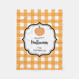 Couverture Polaire Automne Automne Orange Plaid Halloween Citrouille