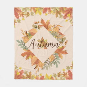 Couverture Polaire Automne Feuilles d'érable Monogram Fleece Blanche