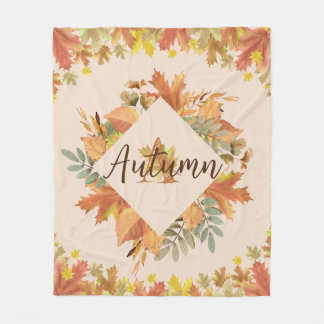 Couverture Polaire Automne Feuilles d'érable Monogram Fleece Blanche