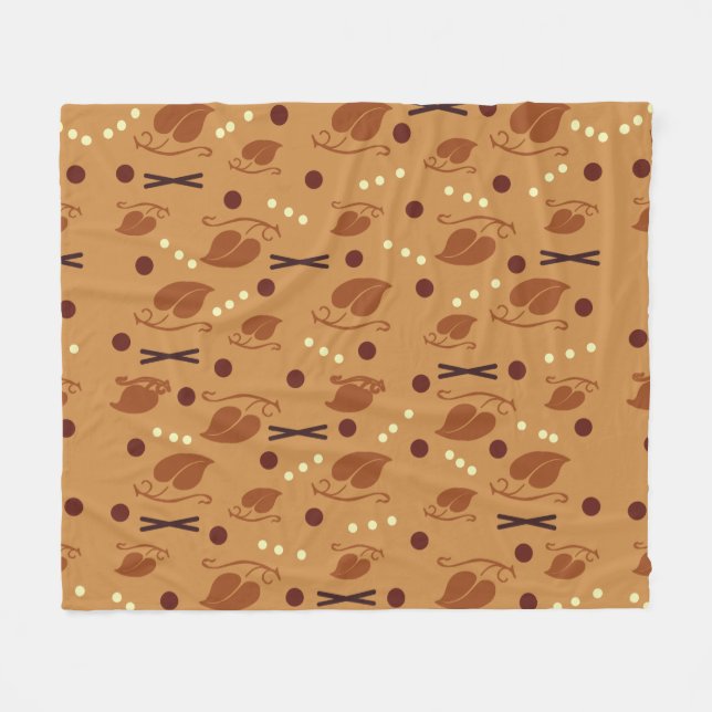 Couverture Polaire Automne Feuilles Motif Brûlé Orange (Devant (Horizontal))