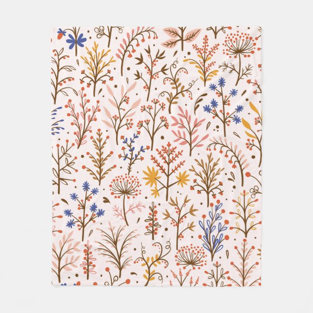 Couverture Polaire Automne Floral Motif sans couture. Doodle Plante,  (Devant)