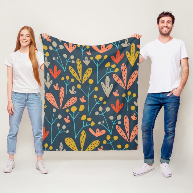 Couverture Polaire Automne Funky Floral Leaf Motif (En situation)