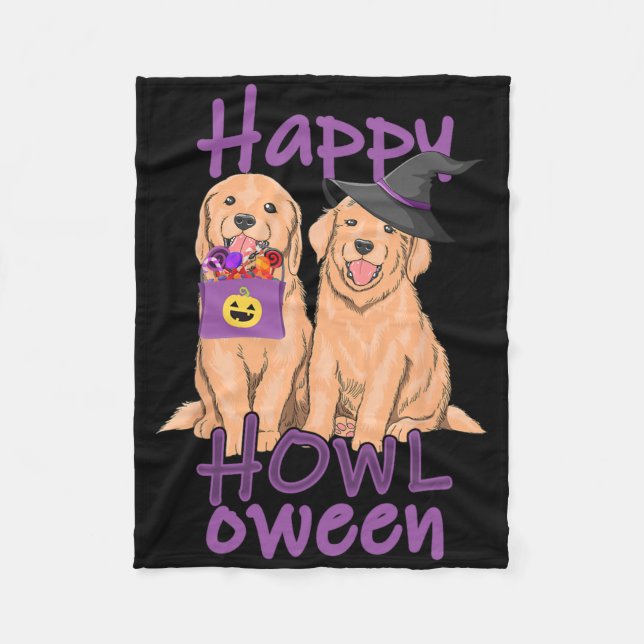 Couverture Polaire Automne Golden Retriever Lovers Halloween Happy Ho (Devant)