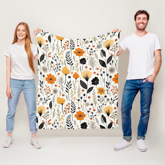 Couverture Polaire Automne Moderne Boho Automne Botanique Floral (En situation)