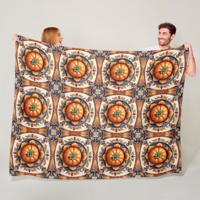 Couverture Polaire Automne Thanksgiving Trendy Collection de citrouil (En situation)