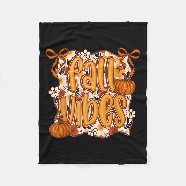 Couverture Polaire Automne Vibes Coquette Bow Citrouille Thanksgiving (Devant)
