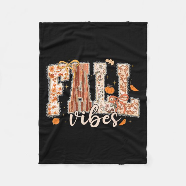 Couverture Polaire Automne Vibes Coquette Bow Citrouille Thanksgiving (Devant)