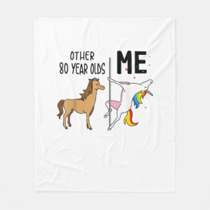 Couverture Polaire Autres cadeaux de licorne 80 ans d'anniversaire et