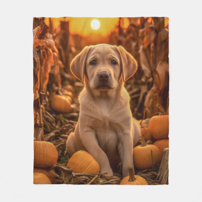 Couverture Polaire Autumn Yellow Lab Pup (Devant)