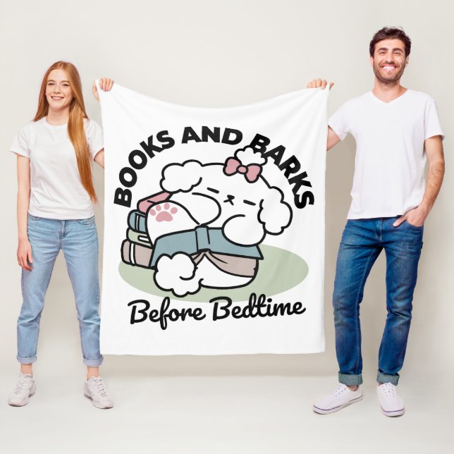 Couverture Polaire Avant le coucher avec ma chienne - Livre et Amoure (En situation)