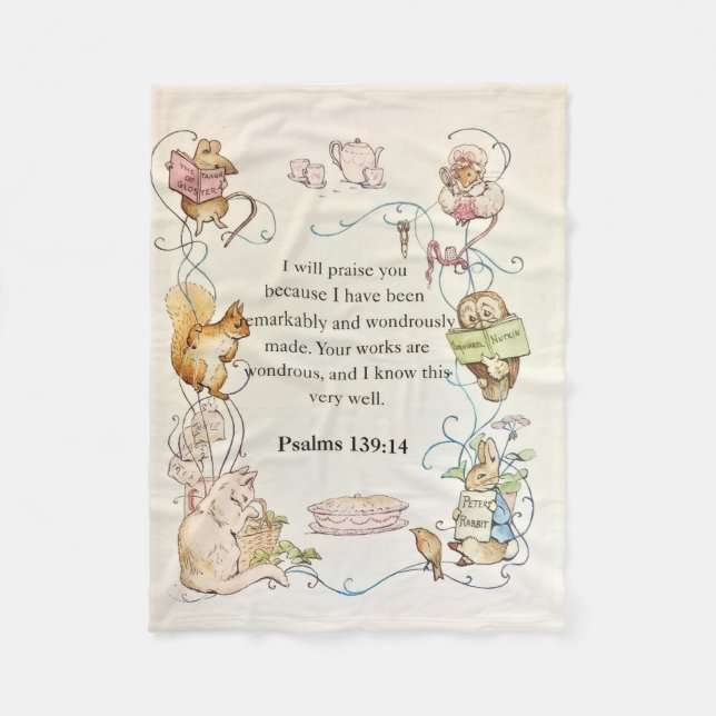 Couverture polaire avec animaux de nurserie et ver (Devant)
