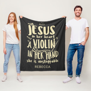 Couverture Polaire Avec Jésus dans son coeur Un violon dans sa main N