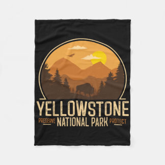 Couverture Polaire Aventure au Parc national de Yellowstone Rétro Vin