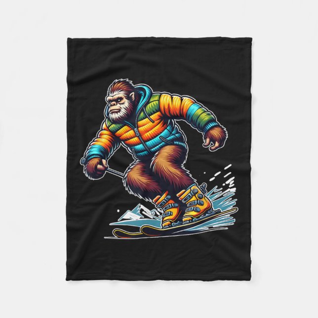 Couverture Polaire Aventure de ski Sasquatch Bigfoot Fun hivernal  (Devant)