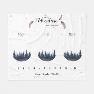 Couverture Polaire Aventure Watercolor personnalisée triplets jalon