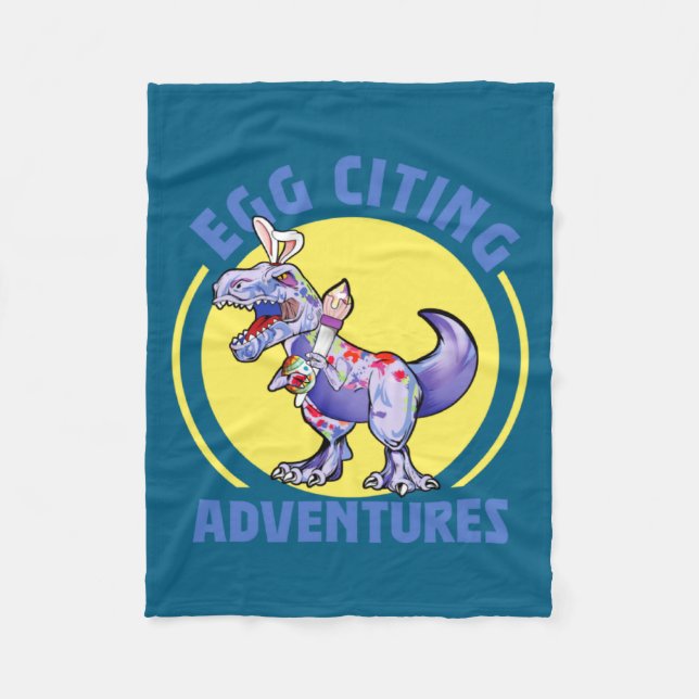 Couverture Polaire Aventures Œuf Citant Pâques T Rex Dinosaure Lapin  (Devant)