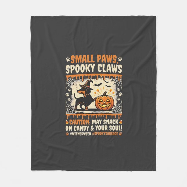 Couverture Polaire Avertissement de chien de Dachshund d'Halloween ef (Devant)