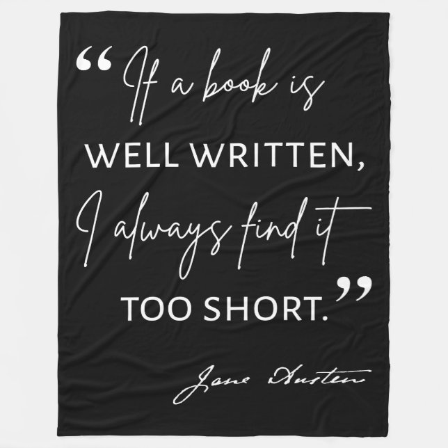 Couverture Polaire Avid Reader II - Citation Jane Austen (Devant)