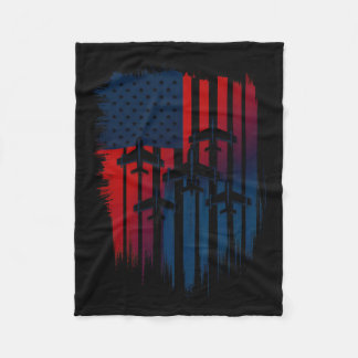 Couverture Polaire Avion de chasse Drapeau américain Patriotique 4e O