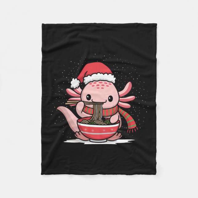 Couverture Polaire Axolotl Manger Ramen Noël Pyjama Animal Japon (Devant)
