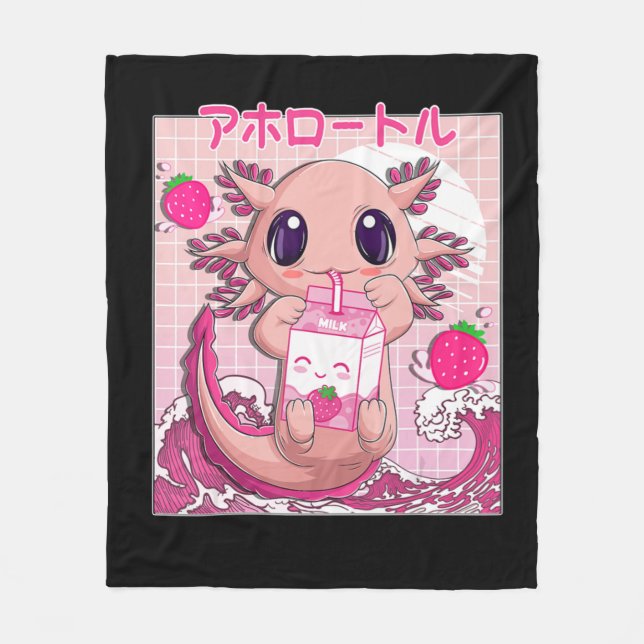 Couverture Polaire Axolotl Pastel Goth Strawberry Milk Shake Anime Ae (Devant)