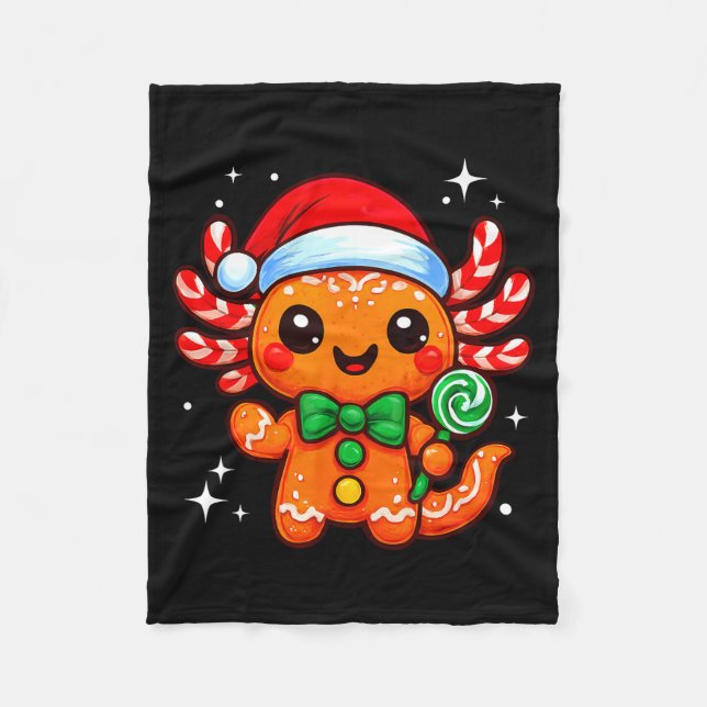 Couverture Polaire Axolotl Xmas Hat Santa Cute Funny Christmas Pajama (Devant)