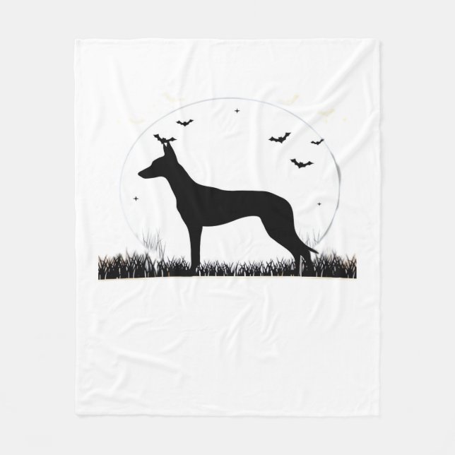 Couverture Polaire Azawakh Chien - Halloween Lune Silhouette Classiqu (Devant)