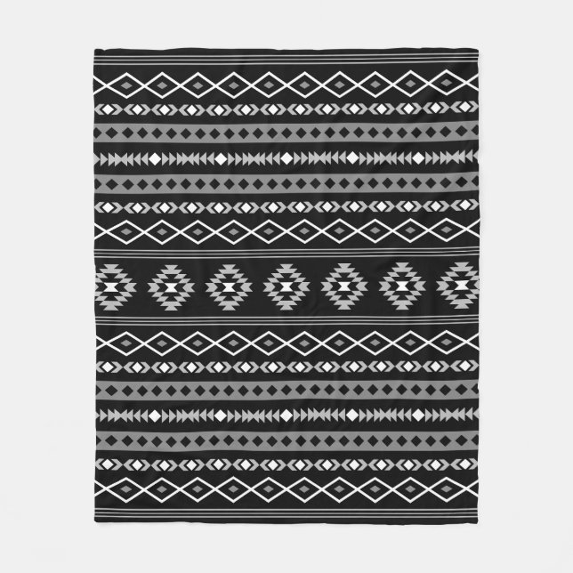 Couverture Polaire Aztec blanc gris noir Motifs mélangés Motif (Devant)