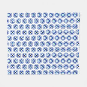 Couverture Polaire Aztec Cercle grec Clé mal Motif oeil bleu