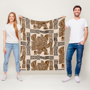 Couverture Polaire Aztec Eagle Guerrier Tribal Art antique