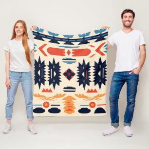 Couverture Polaire Aztec géométrique tribal boho du Sud-Ouest