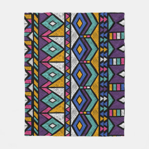 Couverture Polaire Aztèque géométrique tribal : Motif Vintage coloré
