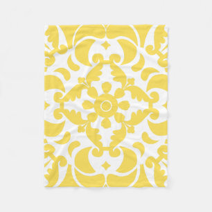 Couverture Polaire Azulejos jaune portugais espagnol méditerranéen