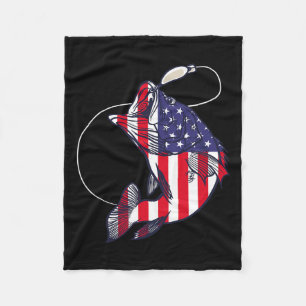Couverture Polaire B Pêche Poisson Drapeau Américain Patriotique Quat