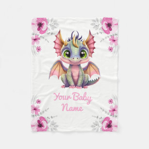 Couverture Polaire Baby Blanket Girl Dragon Nom Idée cadeau personnal