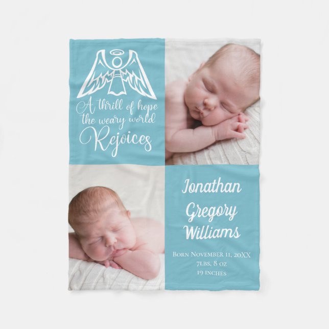 Couverture Polaire Baby Boy Photo Blue Custom Religion Noël (Devant)