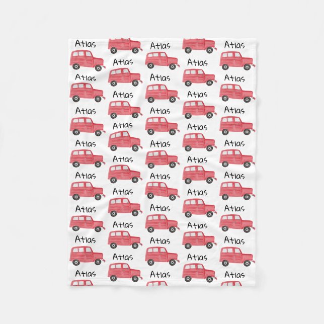 Couverture Polaire Baby Boy Red Jeep Car personnalisée (Devant)