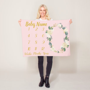 Couverture Polaire Baby Girl Milestone Blanket Douche personnalisée P