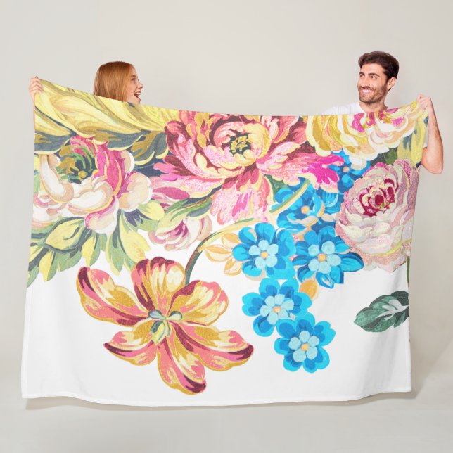 Couverture Polaire Baby Girl rose bleu vert Rose victorien Motif (En situation)