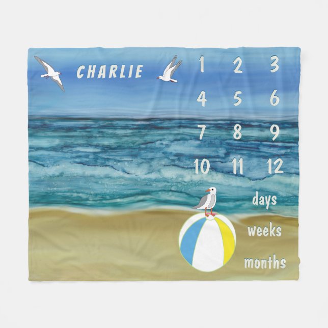 Couverture Polaire Baby Milestone Beach (Devant (Horizontal))
