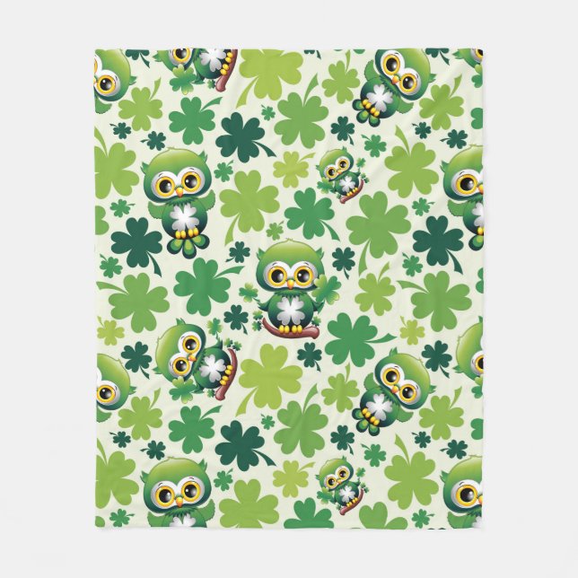 Couverture Polaire Baby Owl Cute St Patrick Cartoon (Devant)