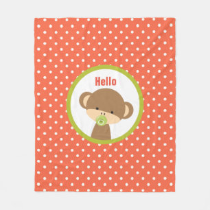 Couverture Polaire Baby Safari Singe avec Pacifier Bonjour