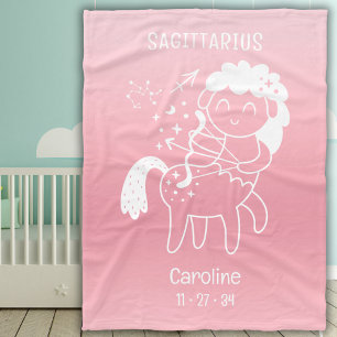 Couverture Polaire Baby Sagittarius Zodiac Star Nom Birthdate Pink