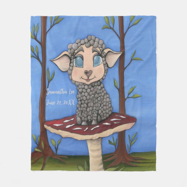 Couverture Polaire Baby Sheep on Toadstool (Devant)
