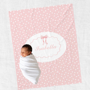Couverture Polaire Baby Shower Ruban Rose Points Baby Girl Coquette
