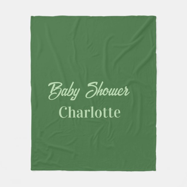 Couverture Polaire Baby shower vert forêt pastel nom simpleminimal (Devant)