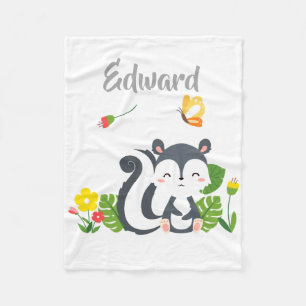 Couverture Polaire Baby Skunk, Papillon & Fleurs