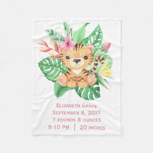 Couverture Polaire Baby Tiger Fleurs tropicales Statistiques de naiss